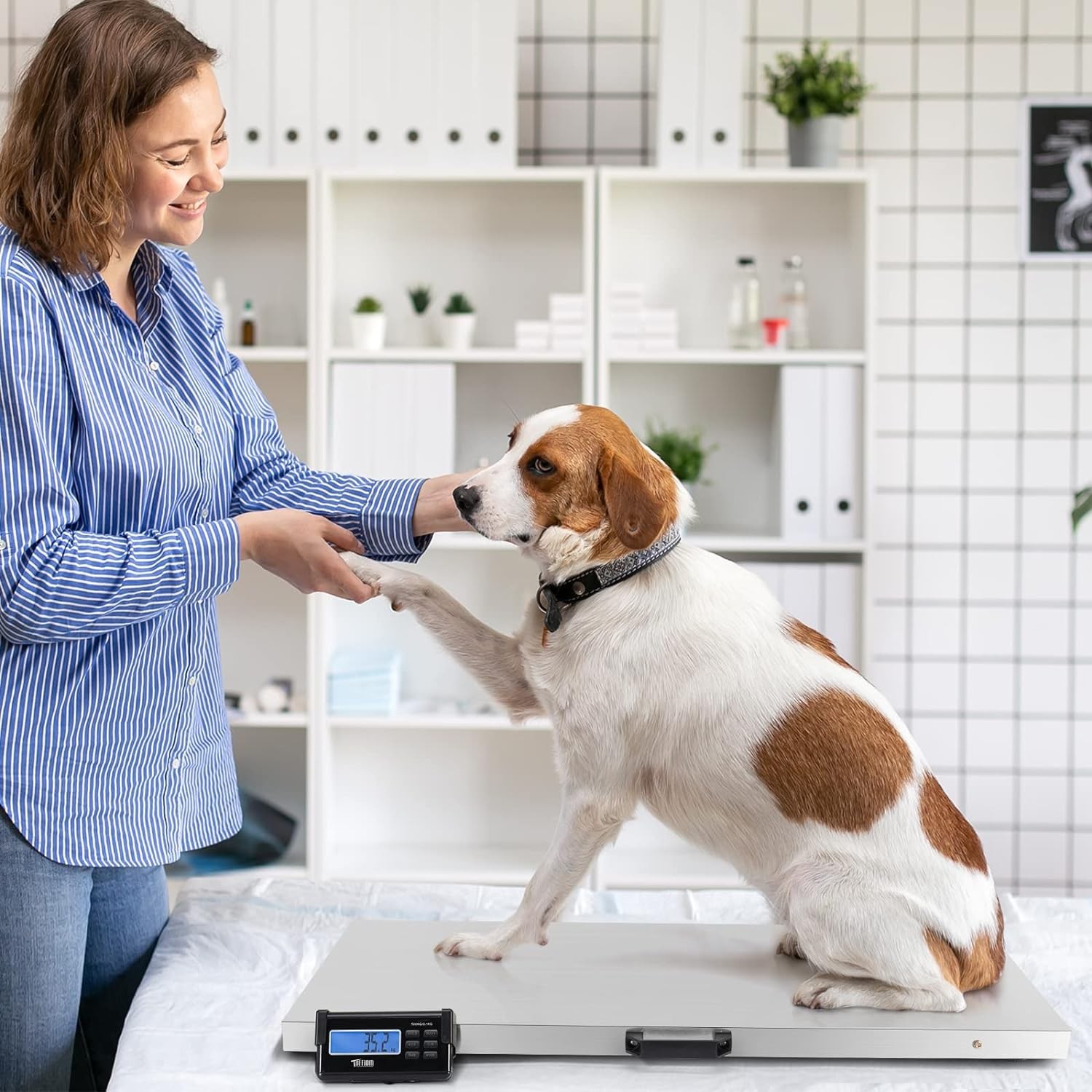1100Lbs Capacity Stainless Steel Digital Animal Scale, Multi-Units (kg/oz/lb)