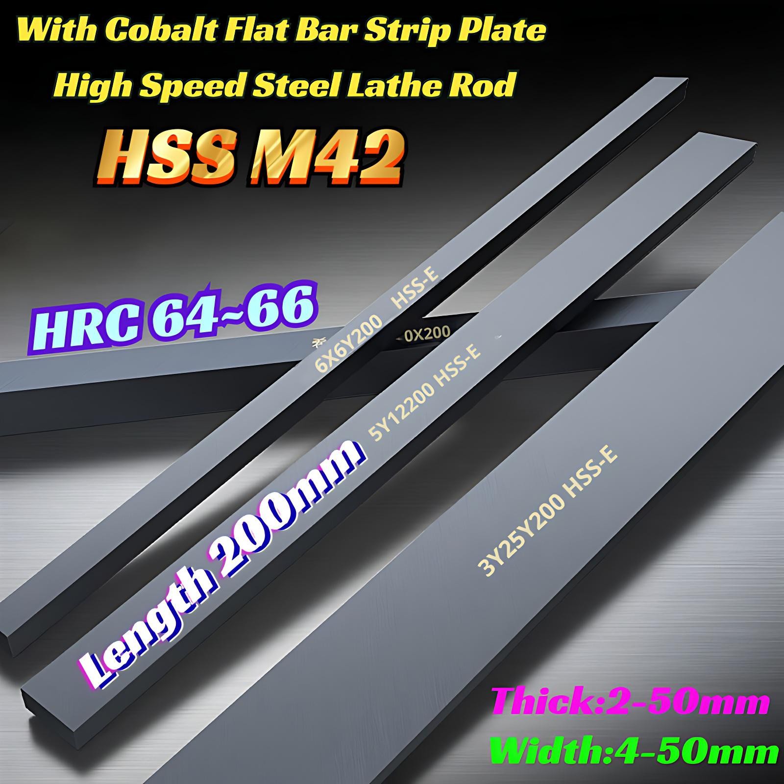 HSS M42 With Cobalt Flat Bar Strip Plate High Speed Steel Lathe Rod Length 200mm