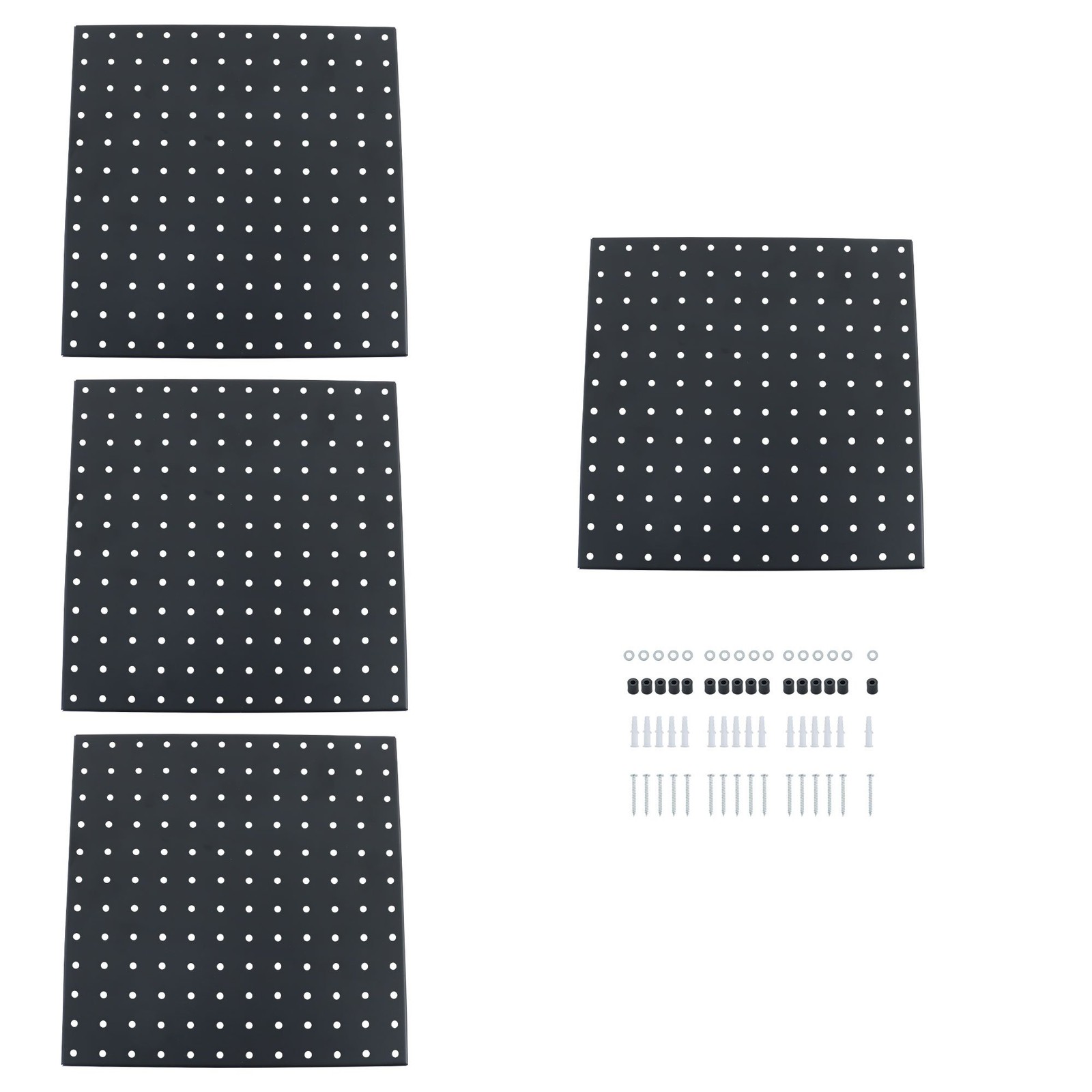 4 Pack 12″x12″ Heavy Duty Black Metal Pegboard Panels Pegboard Wall Organizer