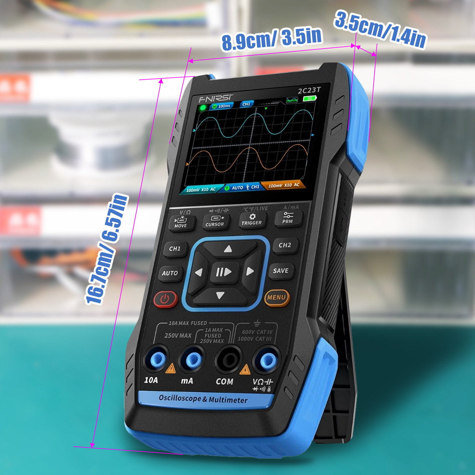 Portable FNIRSI 2C23T Handheld Digital Oscilloscope+Multimeter+Signal Generator