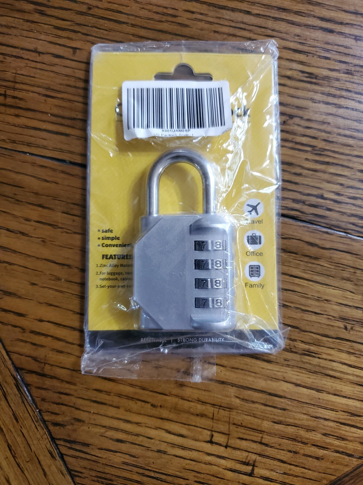 Disecu Combination Lock Fashion / Security, Blue, Red, Black, or Silver CH-17
