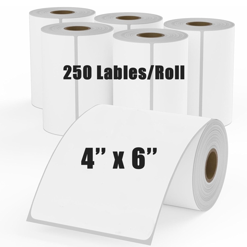 4″x6″ Direct Thermal Shipping Labels 250 Per Roll For Zebra 2844 ZP450 Eltron