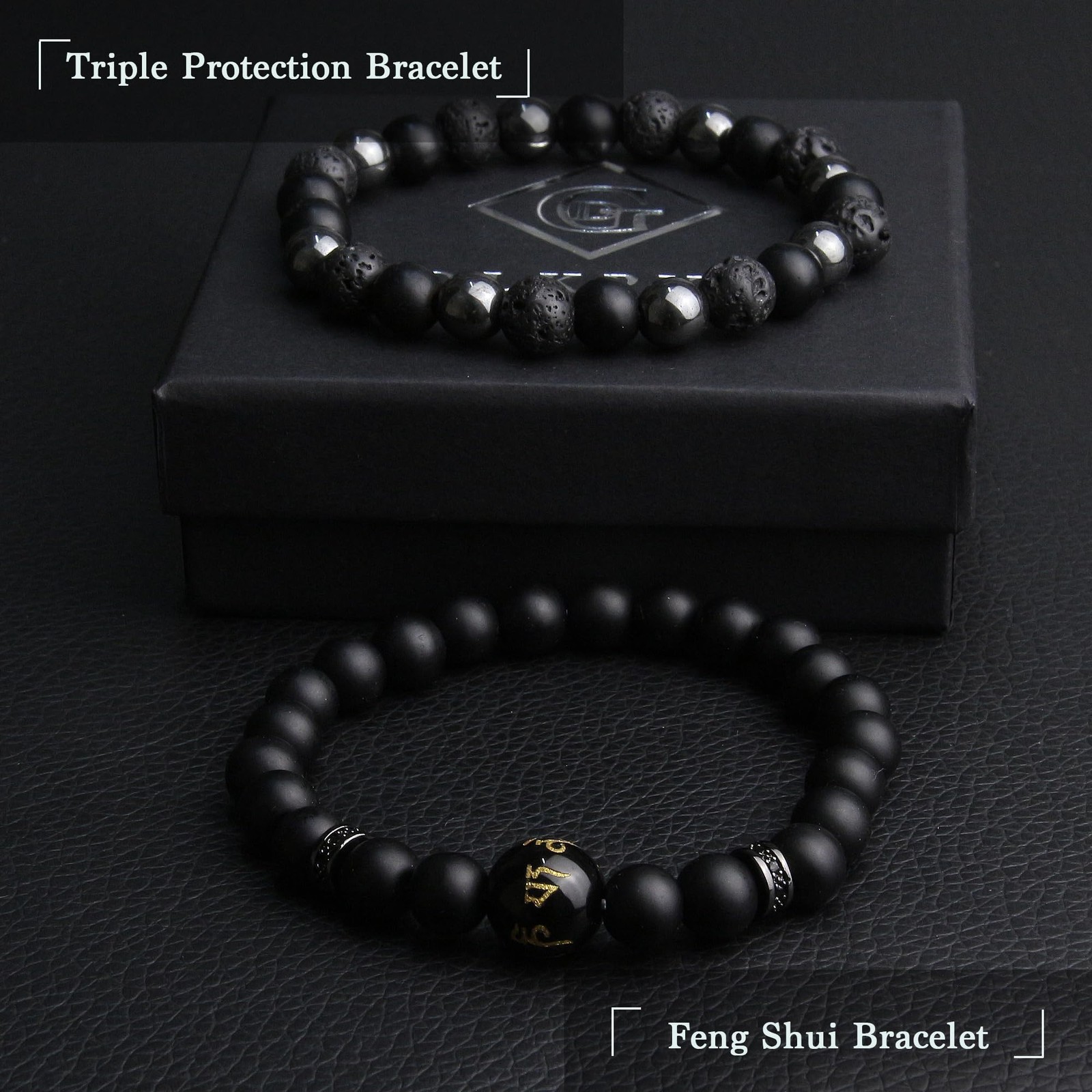 GDLKPYHS Black Obsidian Feng Shui Bracelet for Men – Tourmaline/Onyx/Hematite