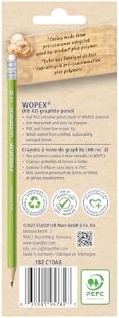 STAEDTLER WOPEX Pre-Sharpened #2 Pencils, Pack of 10 – Ergonomic Triangular Shap