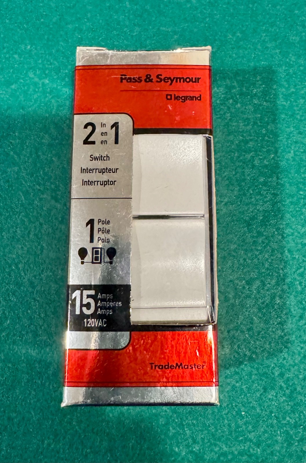 Pass & Seymour LeGrand Light Switch TM811-WCC6 2in1 White Single Pole Switch