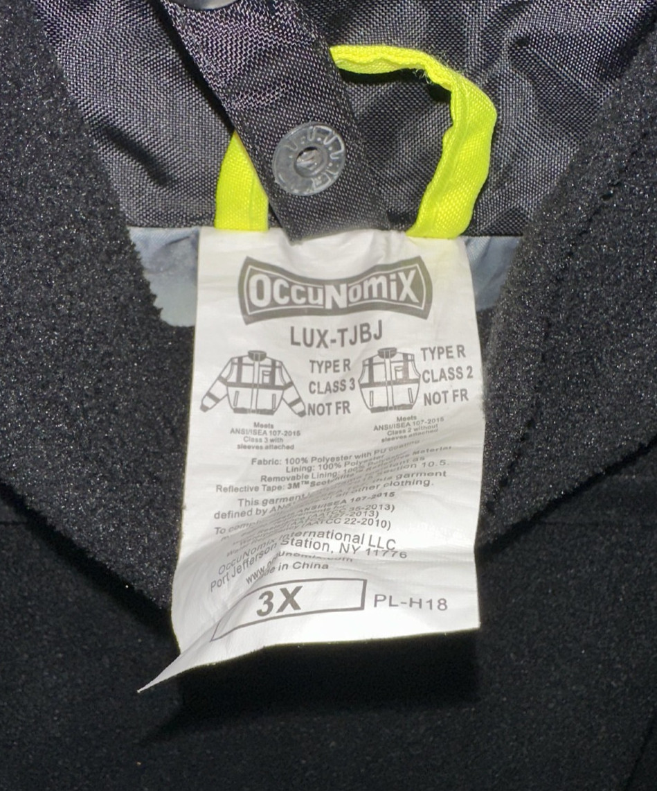 Occunomix High Visibility Saftey Work Bomber Jacket 3X LUX-TJBJ Hi Vis 3XL