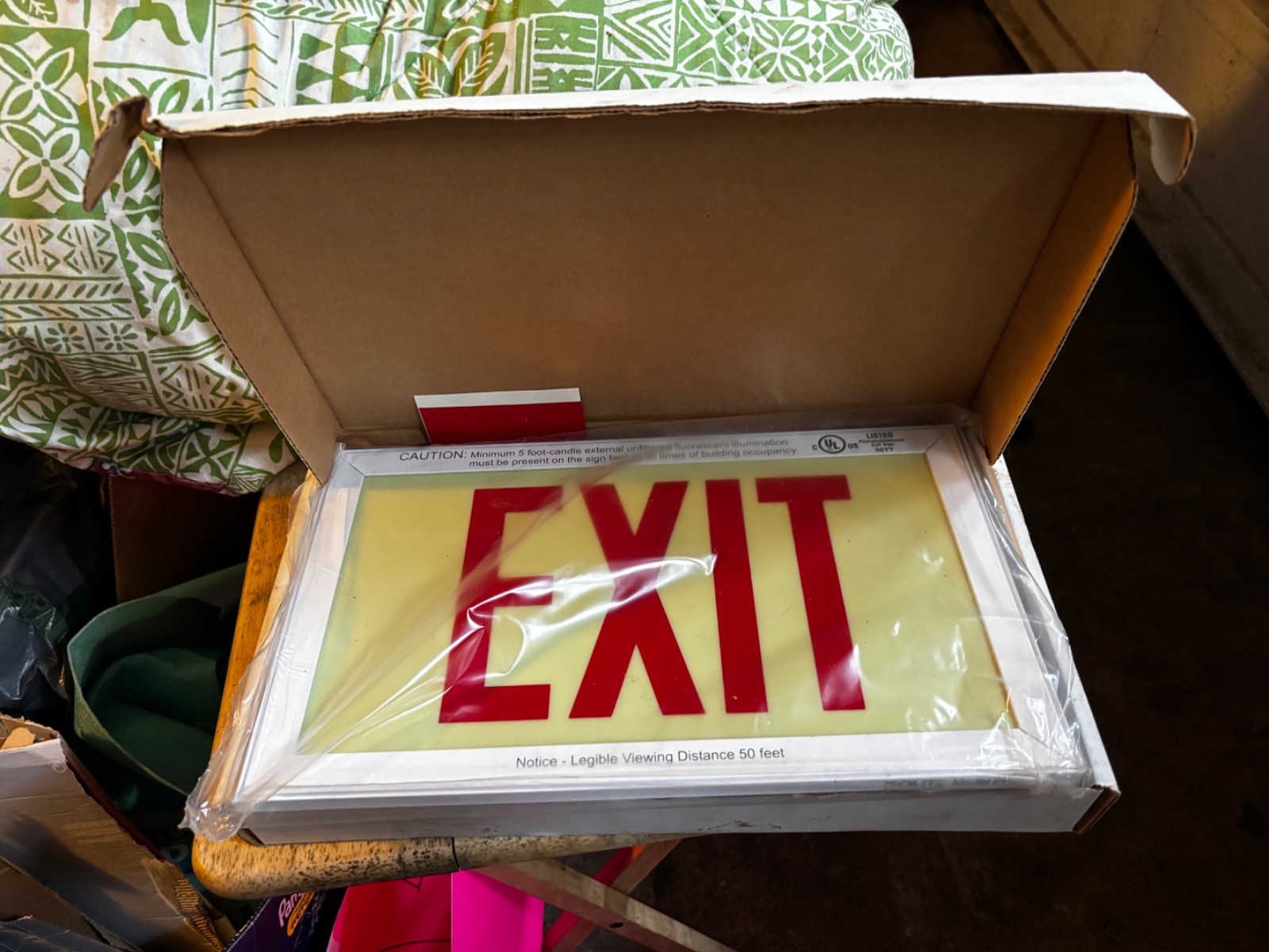 Jessup Glo Brite EXIT Sign Photoluminescent 7070-B Single Sided Directional NEW