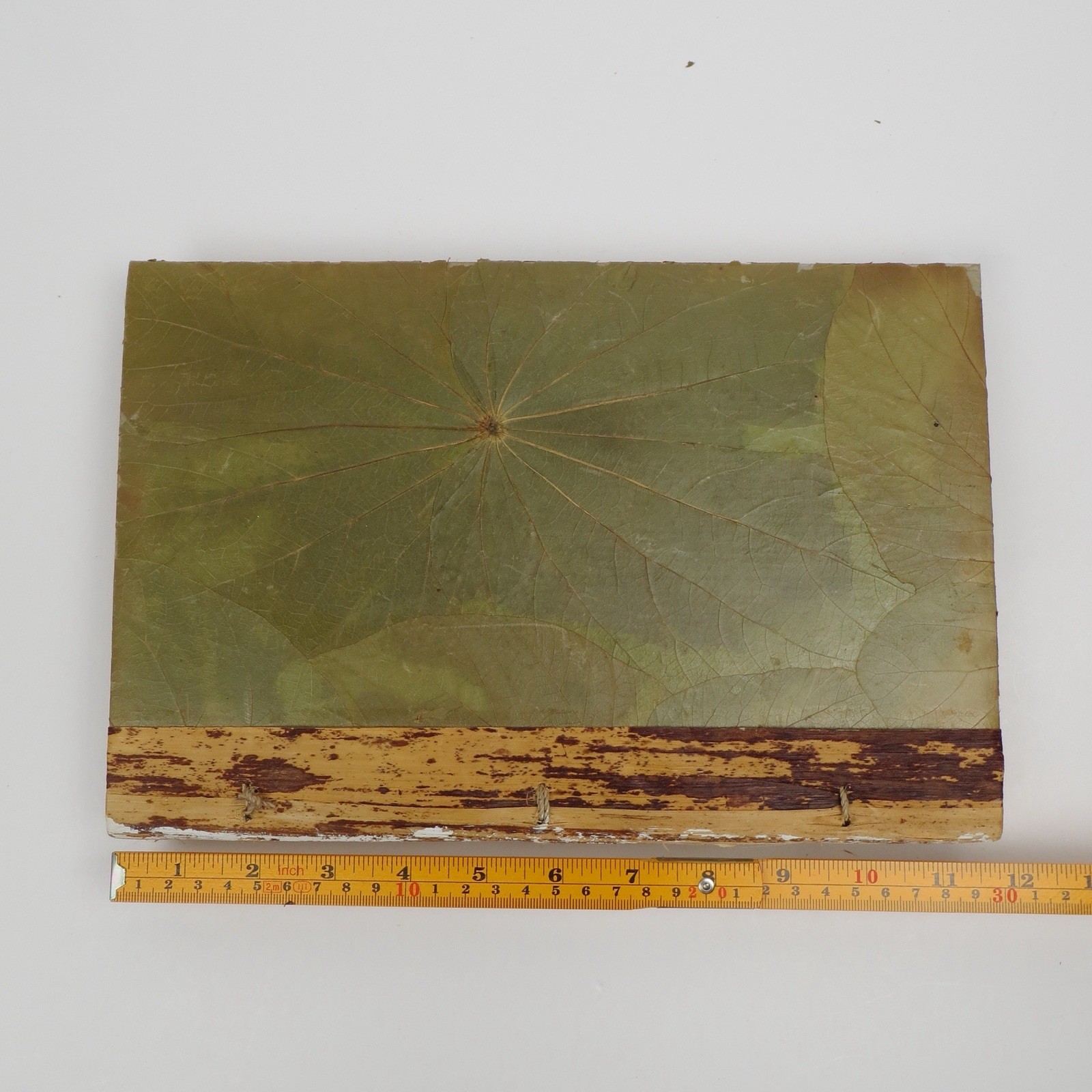 Vtg Blue Handworks Handmade Journal/Sketchbook – Leaf Cover/Bamboo Indonesia NOS
