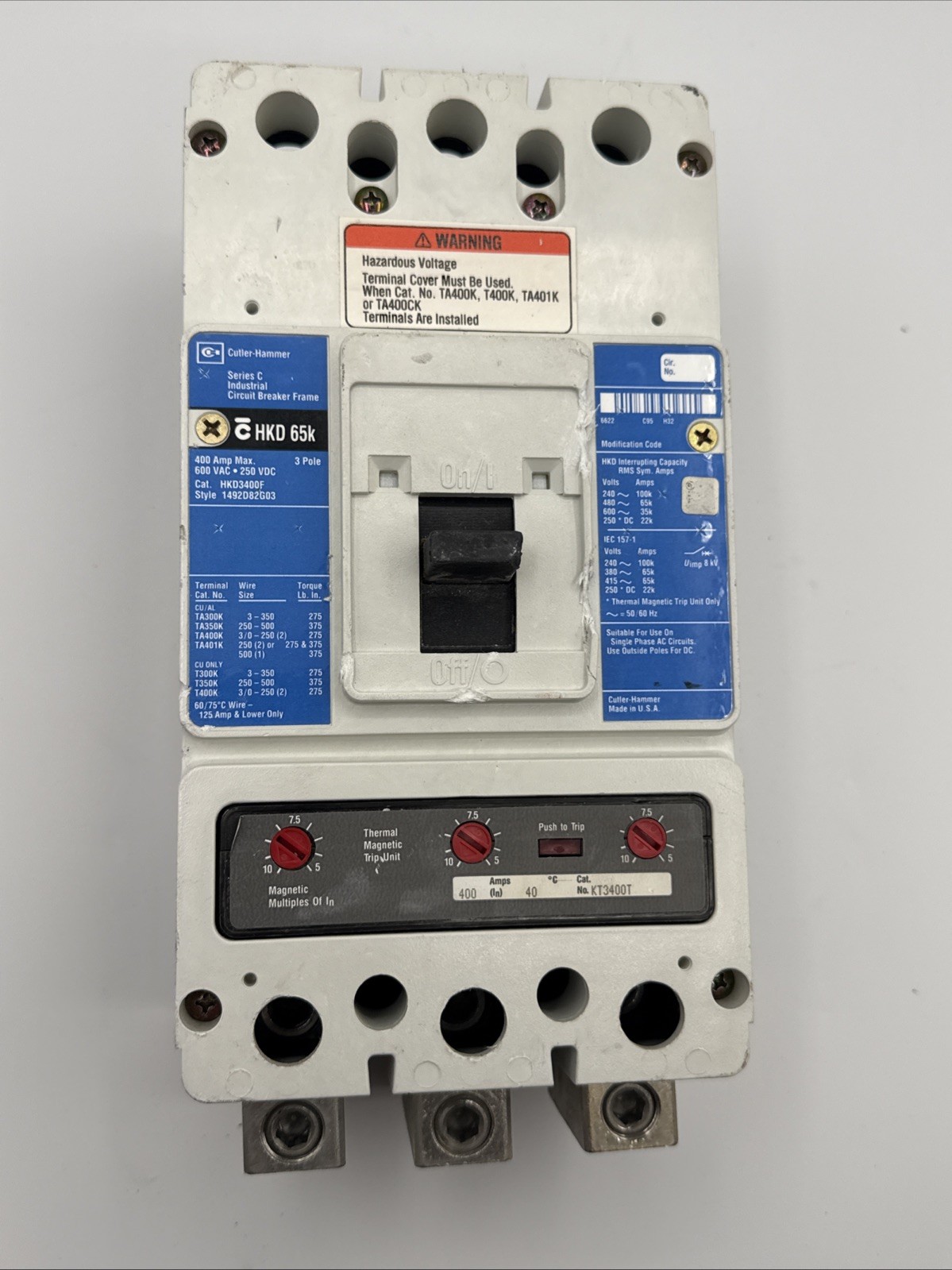 Eaton HKD3400F 600V 400A Circuit Breaker Frame