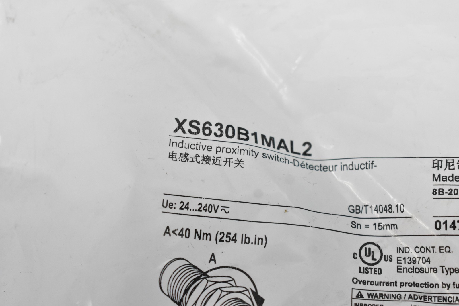 Telemecanique XS630B1MAL2 Inductive Proximity Sensor 15mm 24-240V Made Indonesia