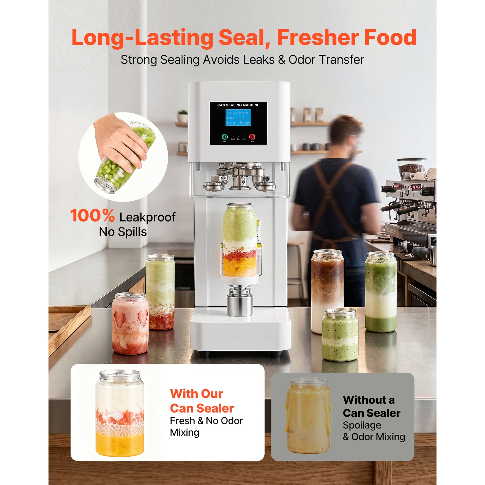 Uimoso Automatic Can Sealing Machine for Soda and Coffee Shops – White