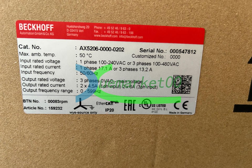 ONE NEW BECKHOFF Servo Drive AX5206-0000-0202