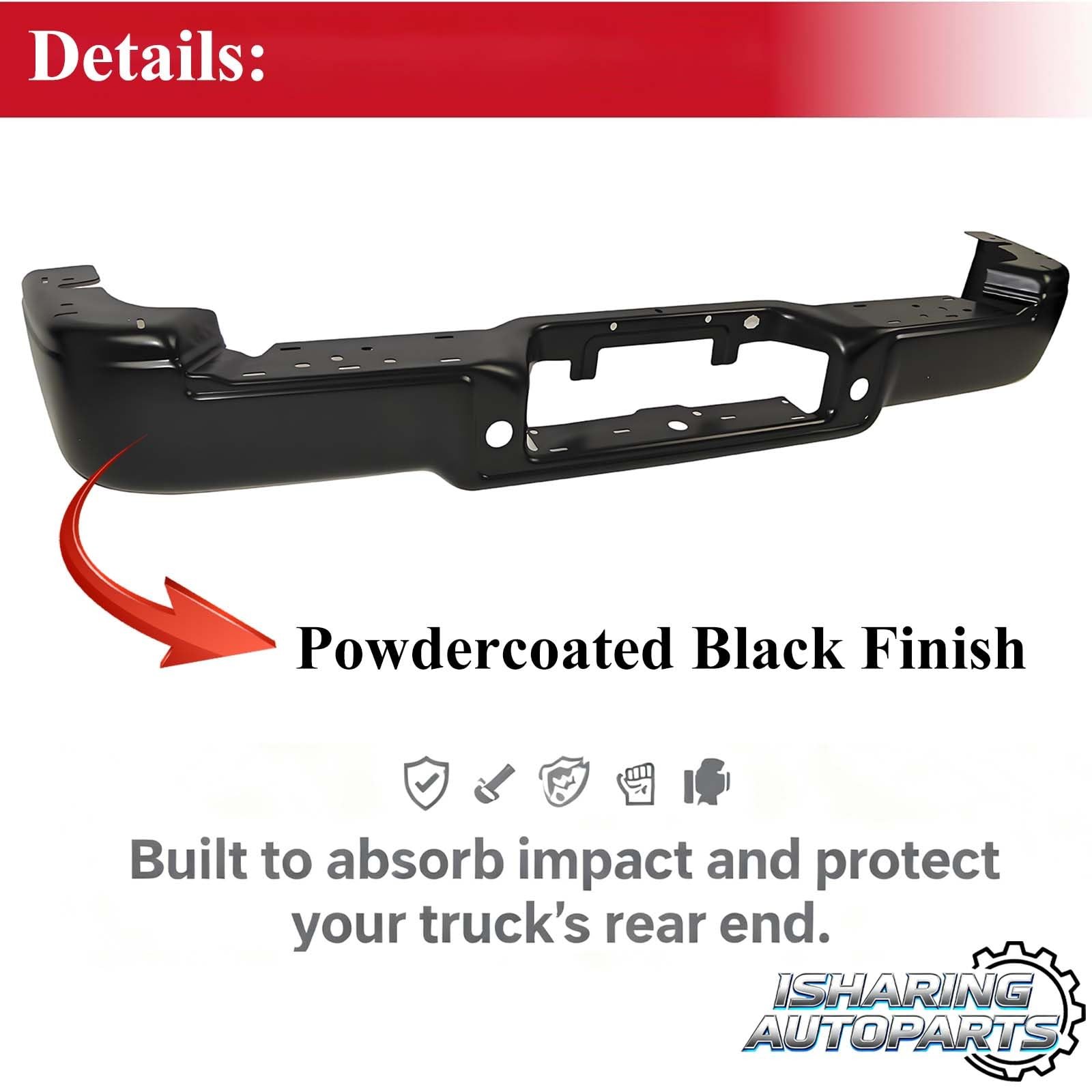 Black Rear Step Bumper 04-09 Ford F-150 Flare/Step Side Sensor Holes FO1102354