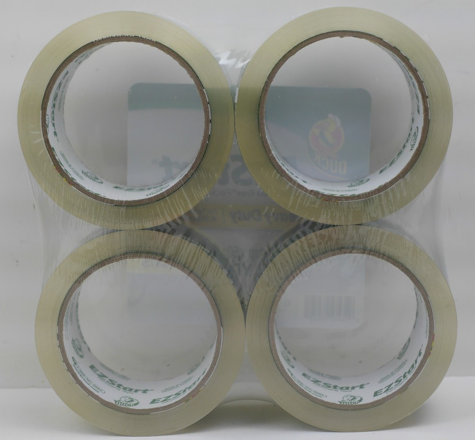 Duck Brand EZStart Heavy Duty Packing Tape Refill, 4 Rolls, 1.88 In x 55 Yd