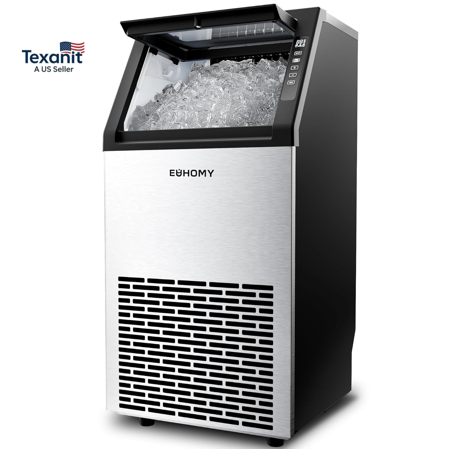 Commercial Ice Maker Machine,120Lbs/24H Stainless Steel under Counter Ice Machin