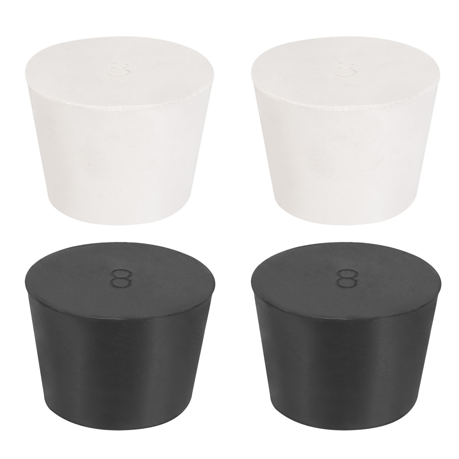 4 Pcs Solid Rubber Stopper Size 8#-42mm x 33mm – 30mm Long, Black/White