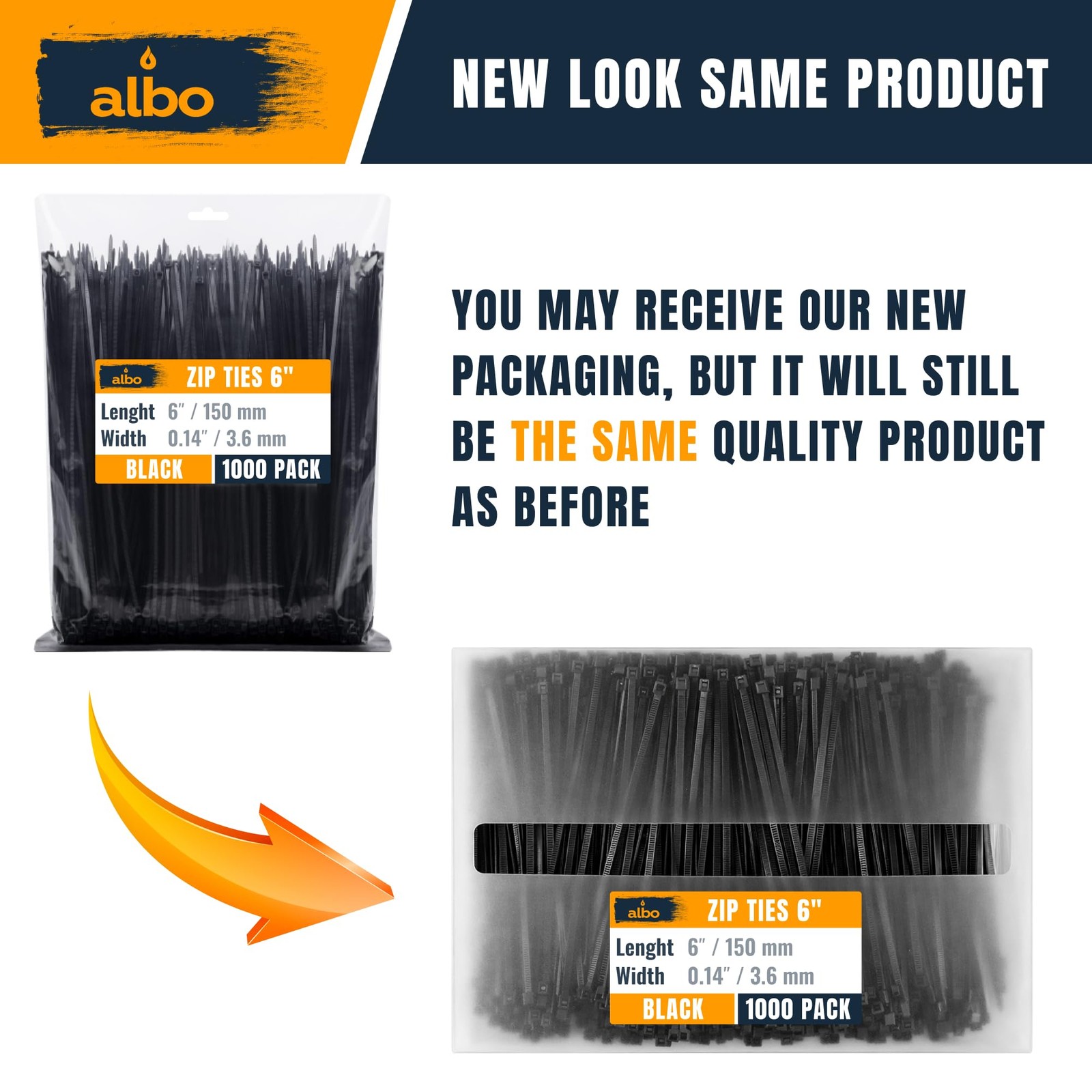 Zip Ties Black 6 Inch 1000 Pack 40 lb, Long Plastic Cable Ties Thick 0.14 Inc…