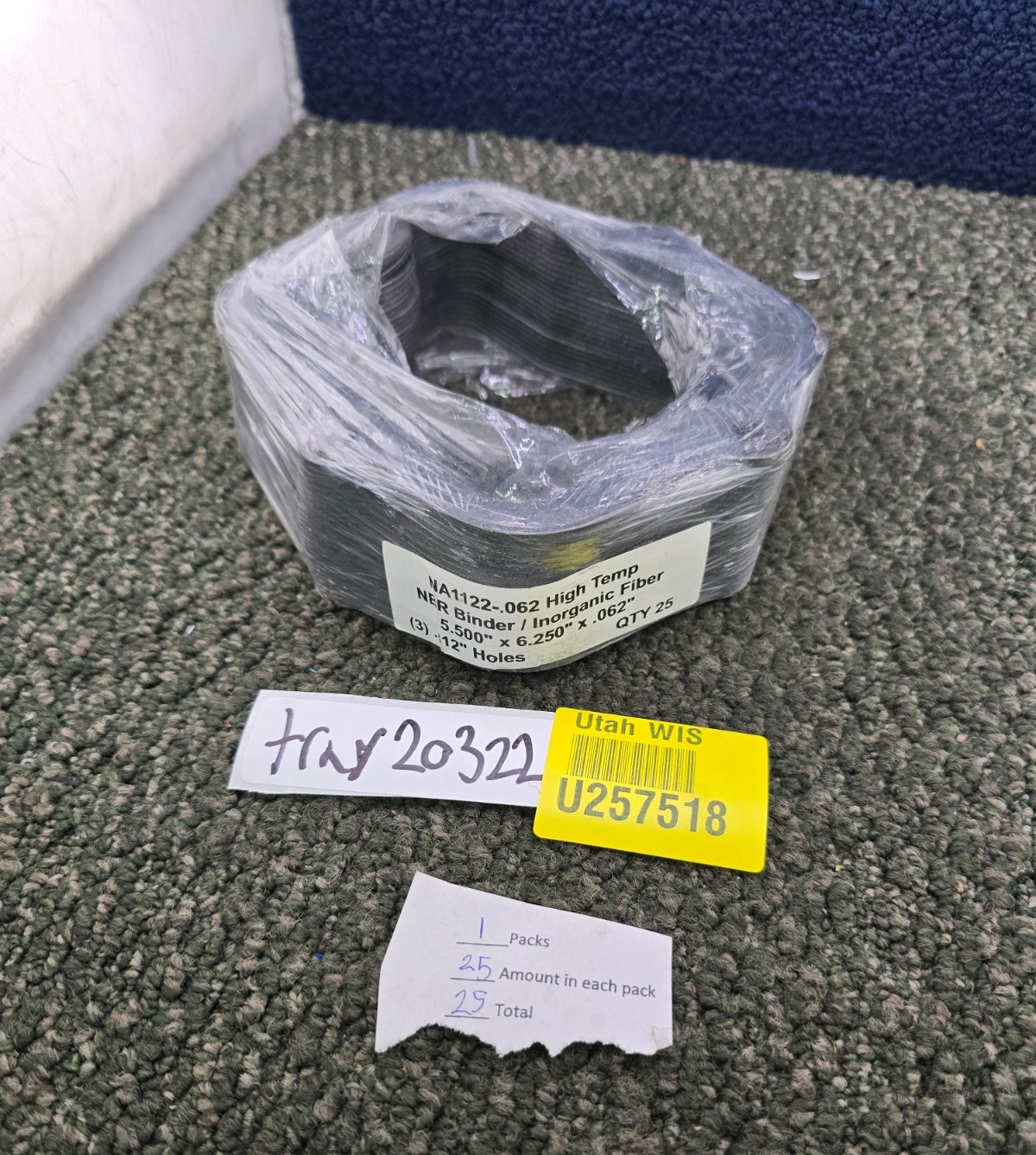 (QTY 25) NA1122-.062 High Temp Inorganic Fiber Gaskets 5.500″ x 6.250″ x .062″