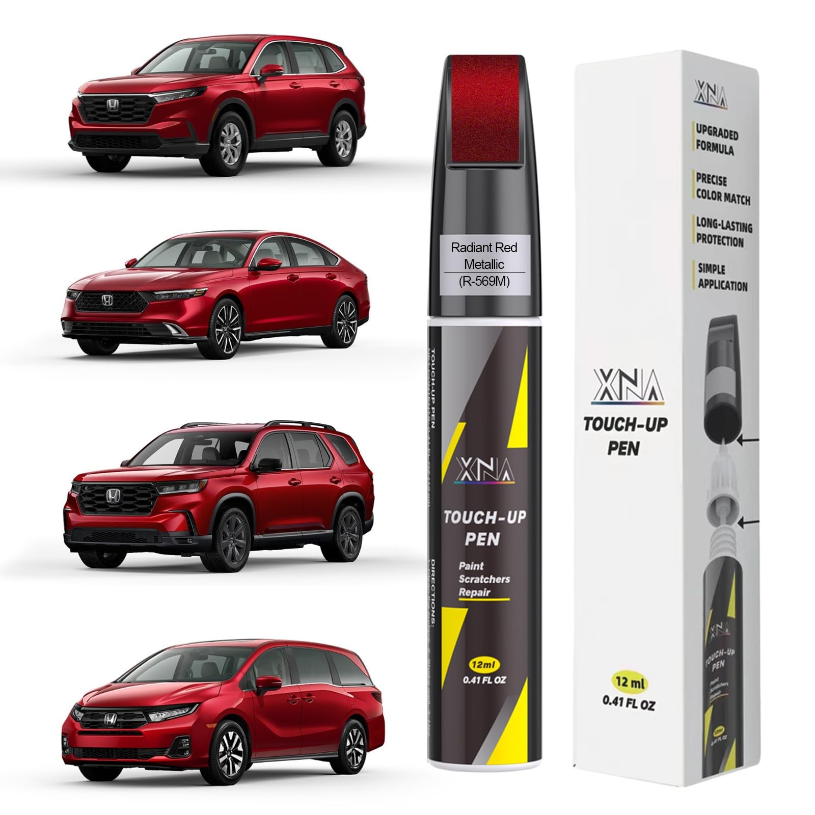 Radiant Red Metallic R-569M Honda Touch Up Paint Car Scratch Remover 2-In-1