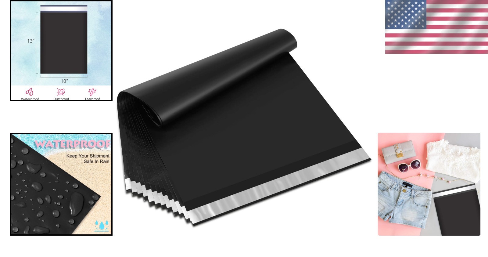 200 Pack 10×13 Inch Black Poly Mailers – Self-Seal, Waterproof, Durable Shipp…