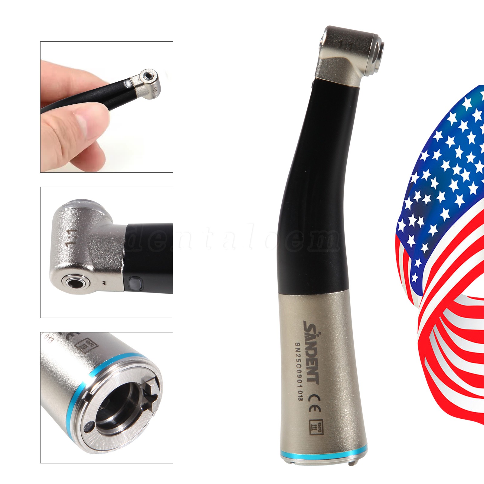 Dental Low Speed Handpiece Fiber Optic 1:1 Contra Angle Handpiece With LED Light