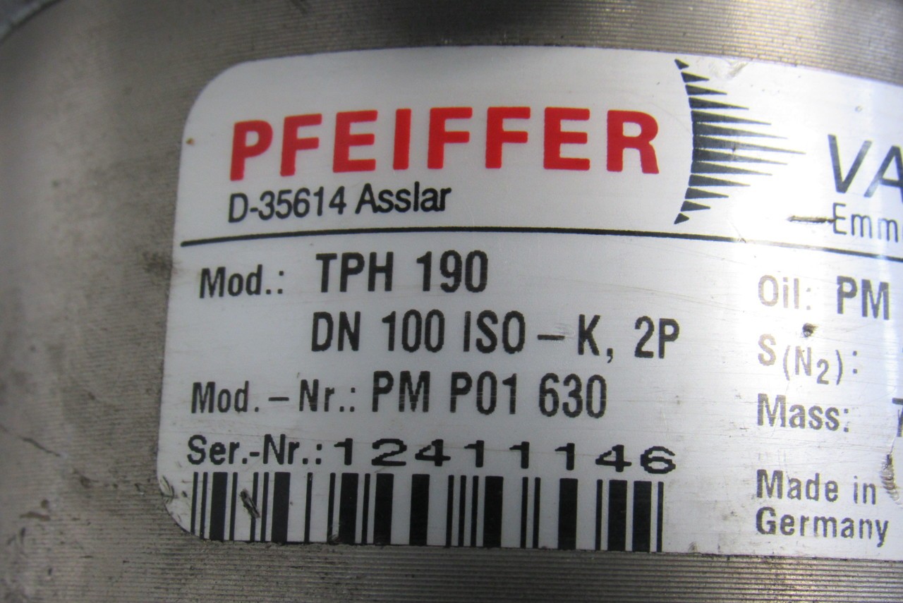 Pfeiffer TPH 190 190 l/s Flow Rate Turbomolecular Vacuum Pump & Vibration Damper