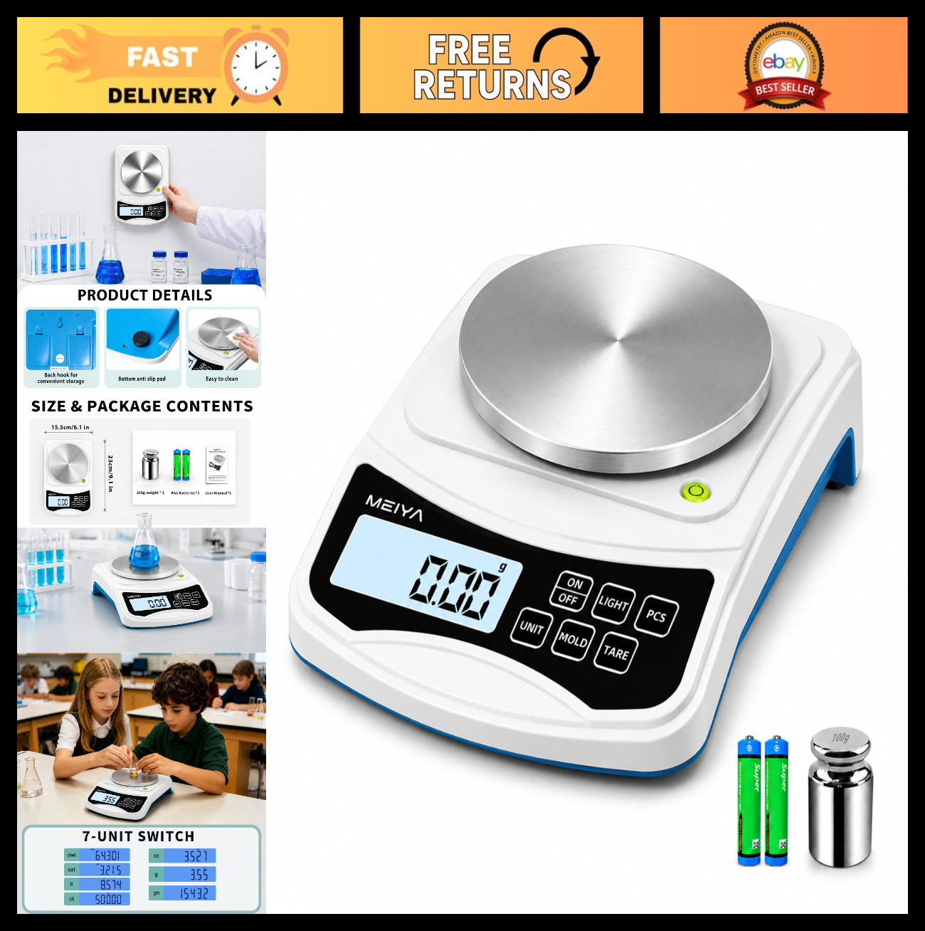High Precision Digital Lab Scale 1000g x 0.01g – Multi-Function Electronic Balan