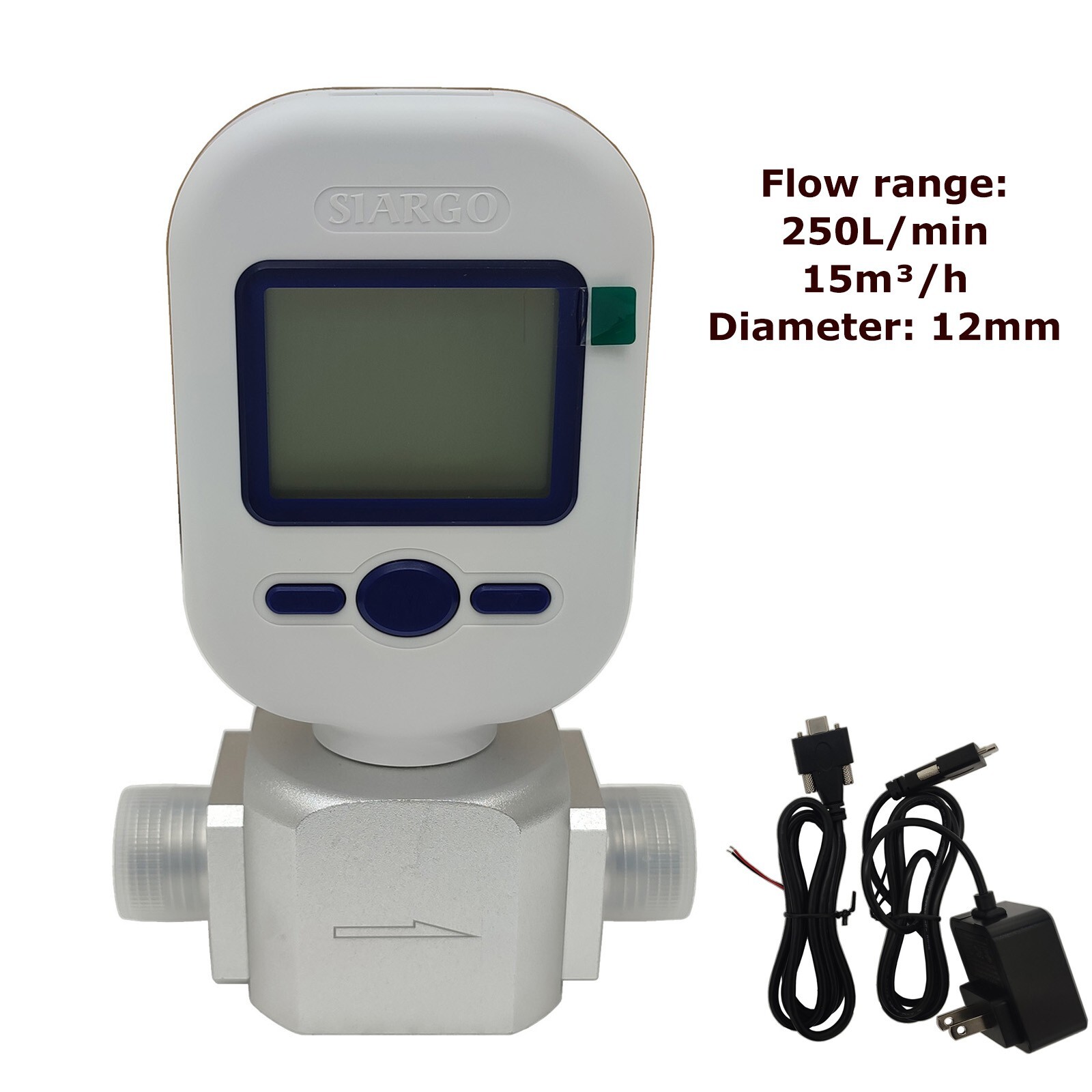 Digital Gas Flow Meter Gas Mass Air Nitrogen Oxygen Flow Rate Meter 250L/min US