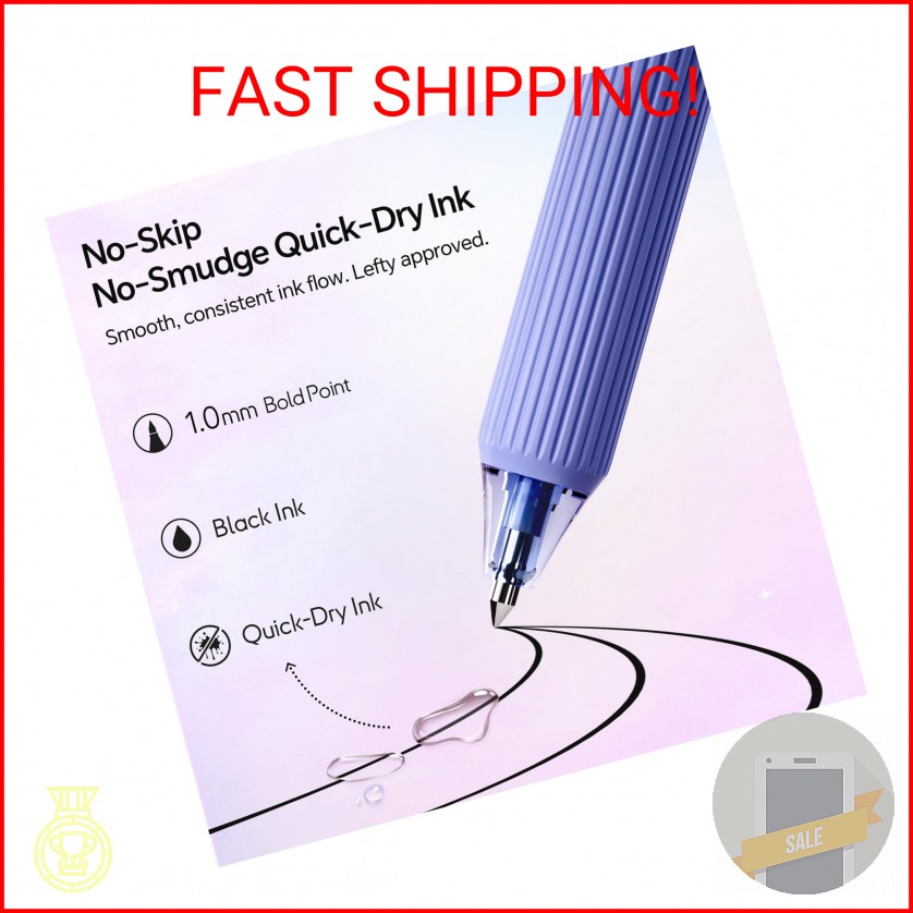 WRITECH Gel Pens Bold Point: 1.0mm Black Ink Retractable 4ct Smooth Writing with