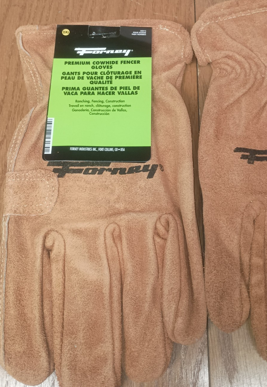Lot of 2: Forney Premium Cowhide Leather Fencer Work Gloves Mens XXL (2 Pairs)