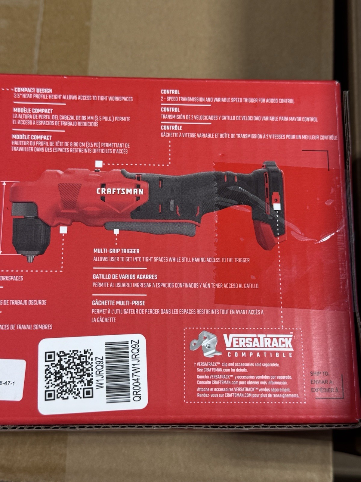 Craftsman V20 Cordless 3/8-Inch Right Angle Drill (Tool Only) CMCD750B – New
