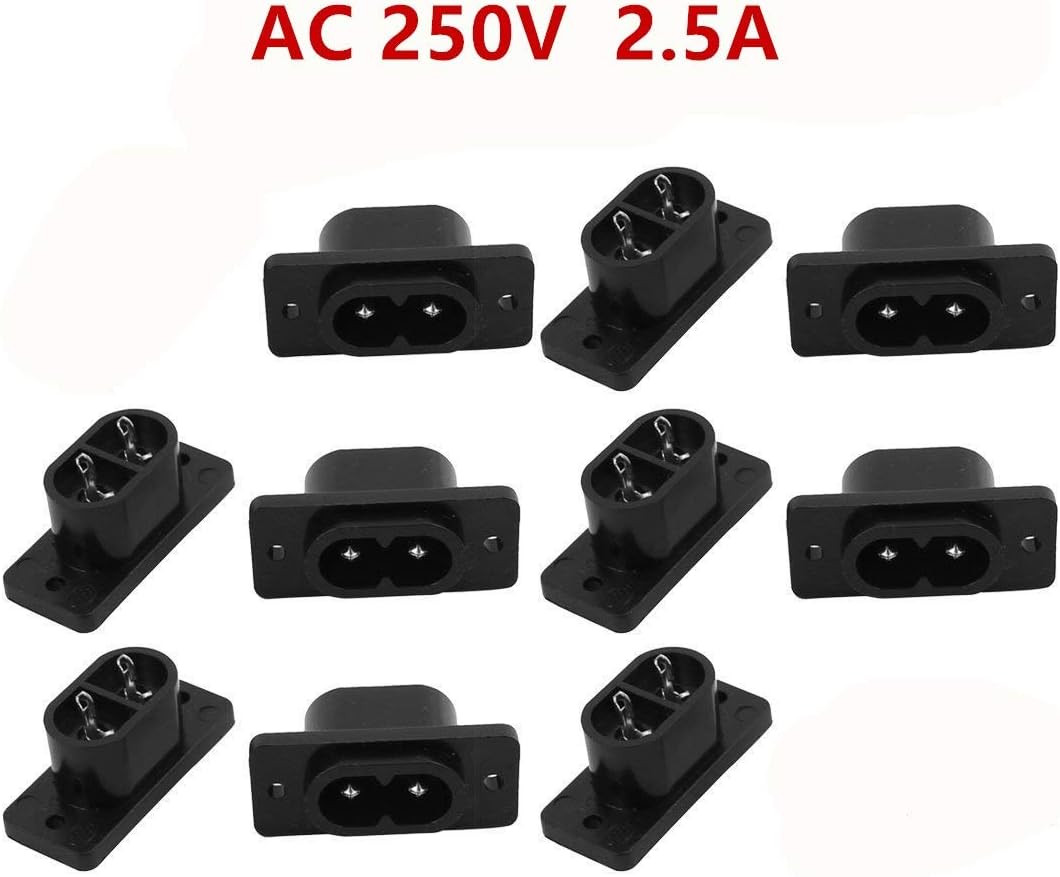 10 Pcs AC 250V 2.5A IEC320 C7 Male Panel Mount Power Inlet Socket