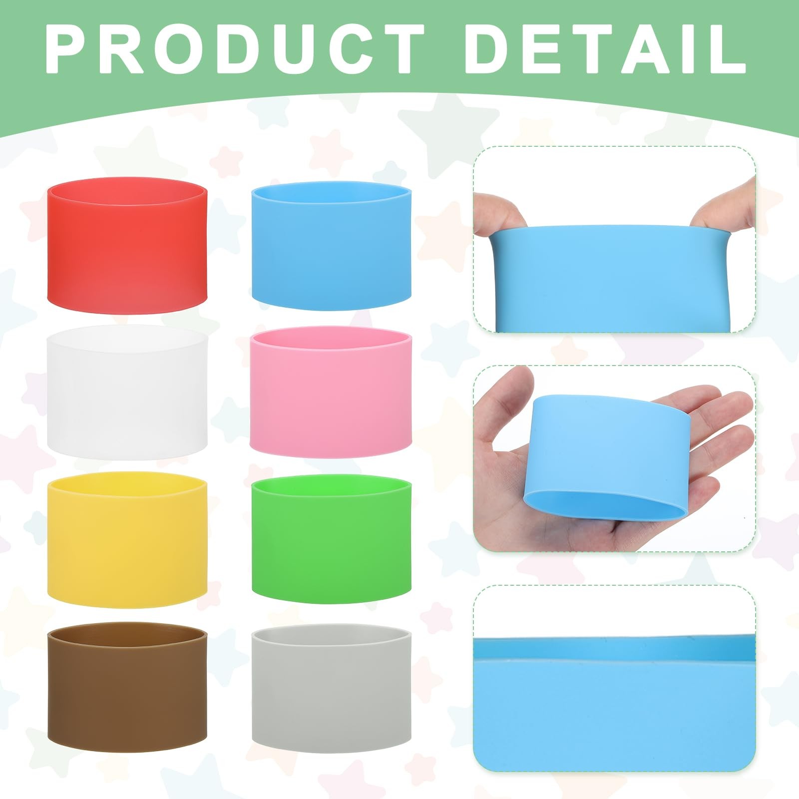 MECCANIXITY 5Pcs Silicone Rubber Bands Non-Slip 3.39 Inch Flat Elastic Yellow