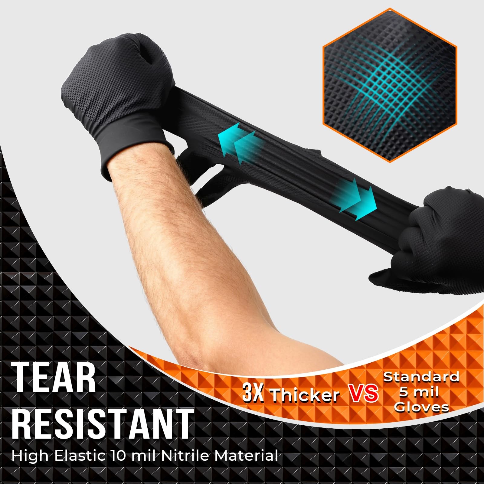 10 Mil Diamond Textured Nitrile Gloves, Heavy Duty Disposable, Extra Thick, L…