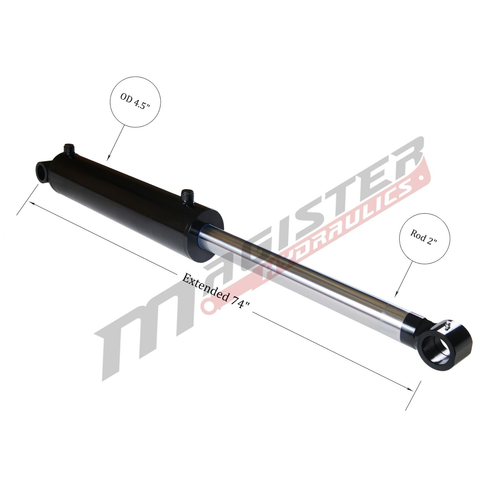 Hydraulic Cylinder Welded Double Acting 4″ Bore 32″ Stroke Cross Tube 4×32 NEW