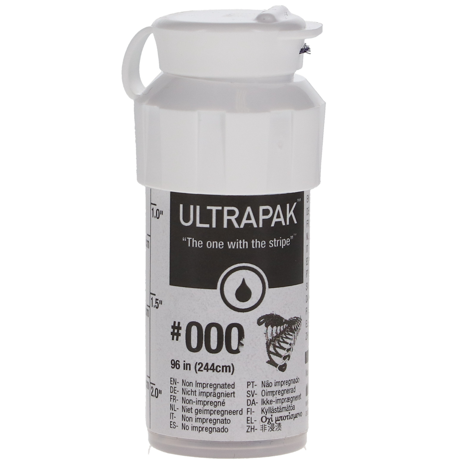 Ultradent 137 Ultrapak Retraction Cord Plain Knitted #000 Ultra Thin 96″