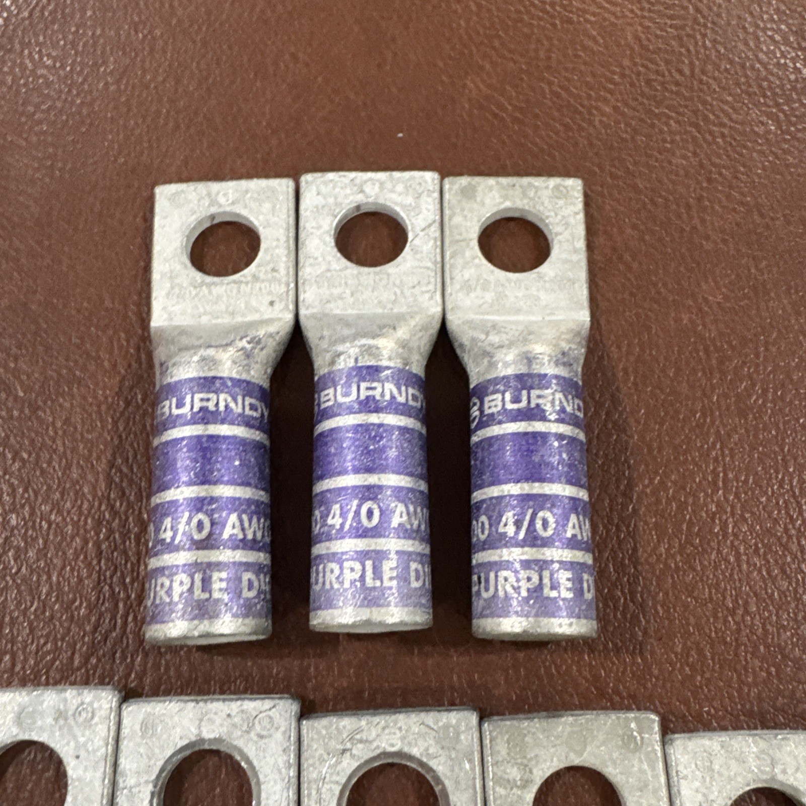 Lot of 13 Burndy YA28: One-Hole Compression Lug, N200 4/0 AWG CU, Purple Die 15