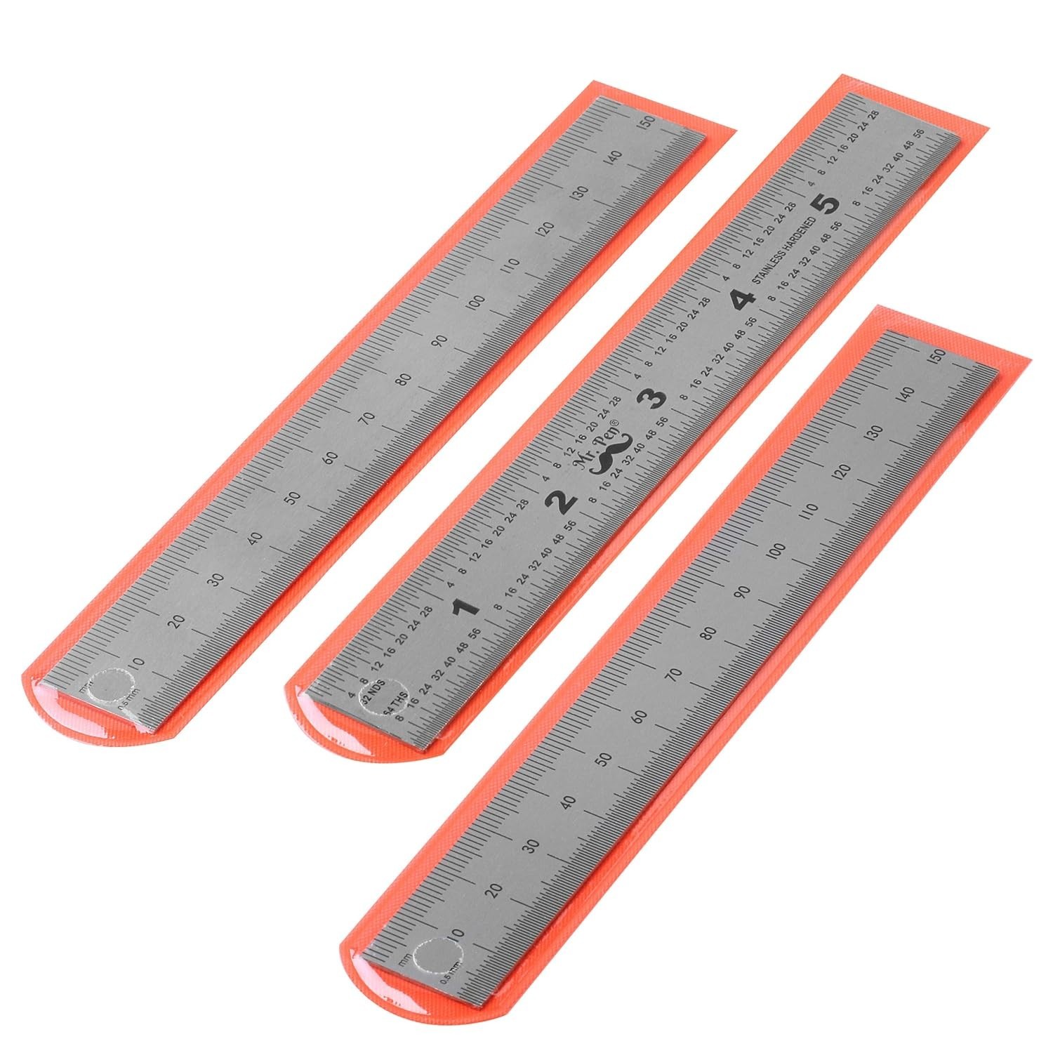 6 Inch Stainless Steel Machinist Ruler Set – Precision Measuring Tools (3 Pack)