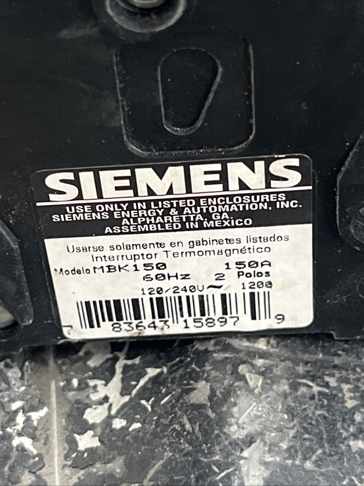 1 Siemens / ITE EQ9683 150A 2‑Pole Type EQ Main Breaker (MBK150 kit style) (A)