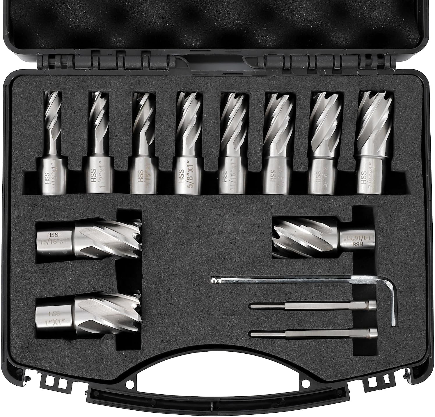13 Pc Annular Cutter Set HSS Mag Drill Bits Kit 1″ Cutting Depth Universal Shank