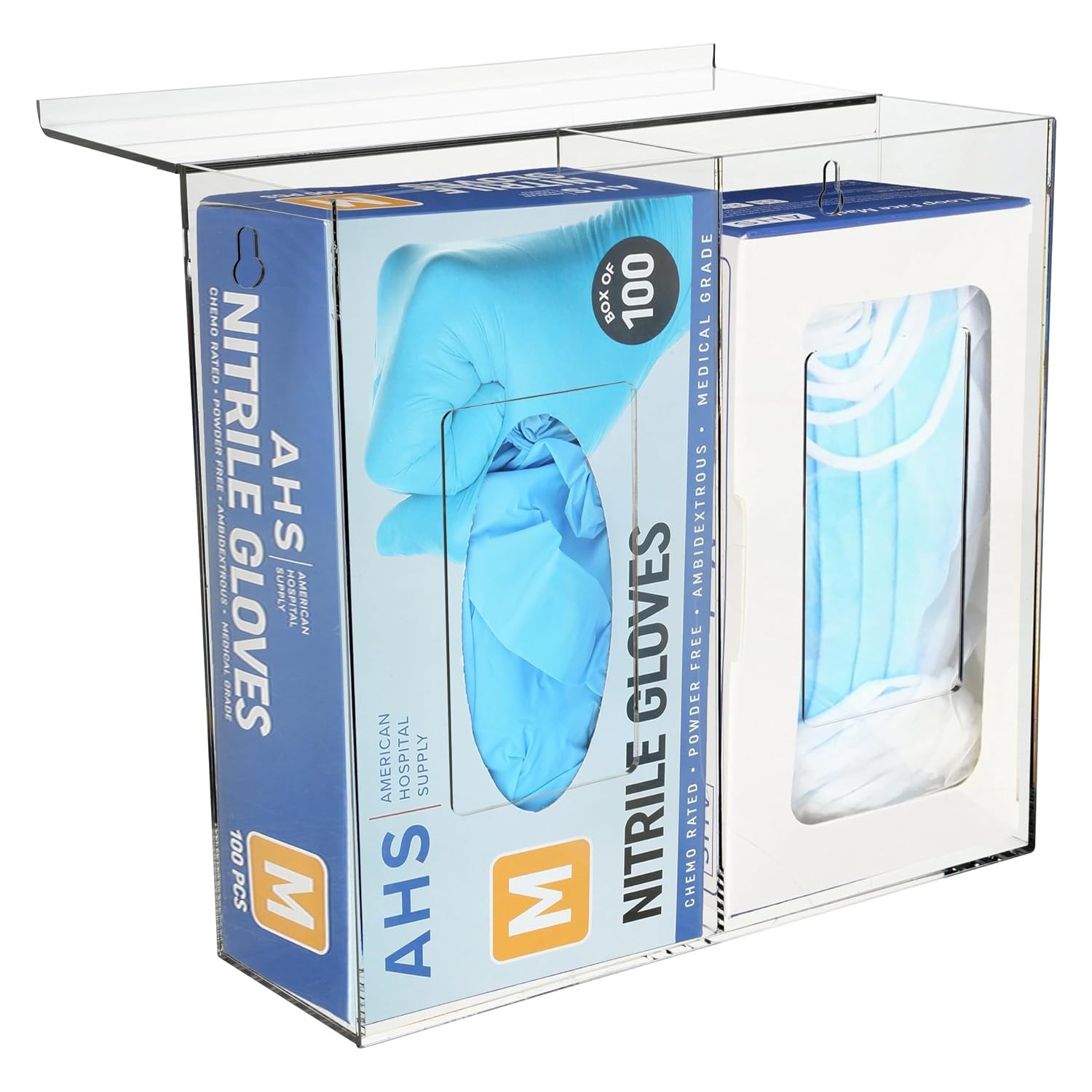 American Hospital Supply Double Glove Dispenser with Lid 11.6 x 11.1 x 4.3 in