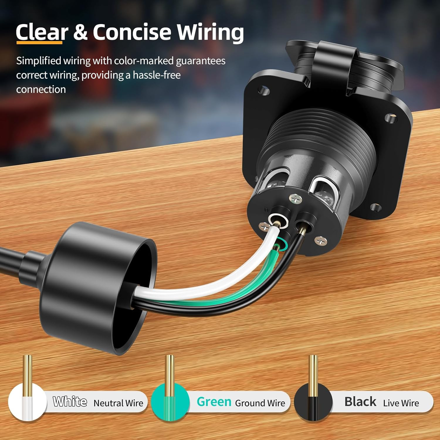 Flanged Inlet 15A AC Port Shore Power Plug with Waterproof Cover NEMA 5-15P Male
