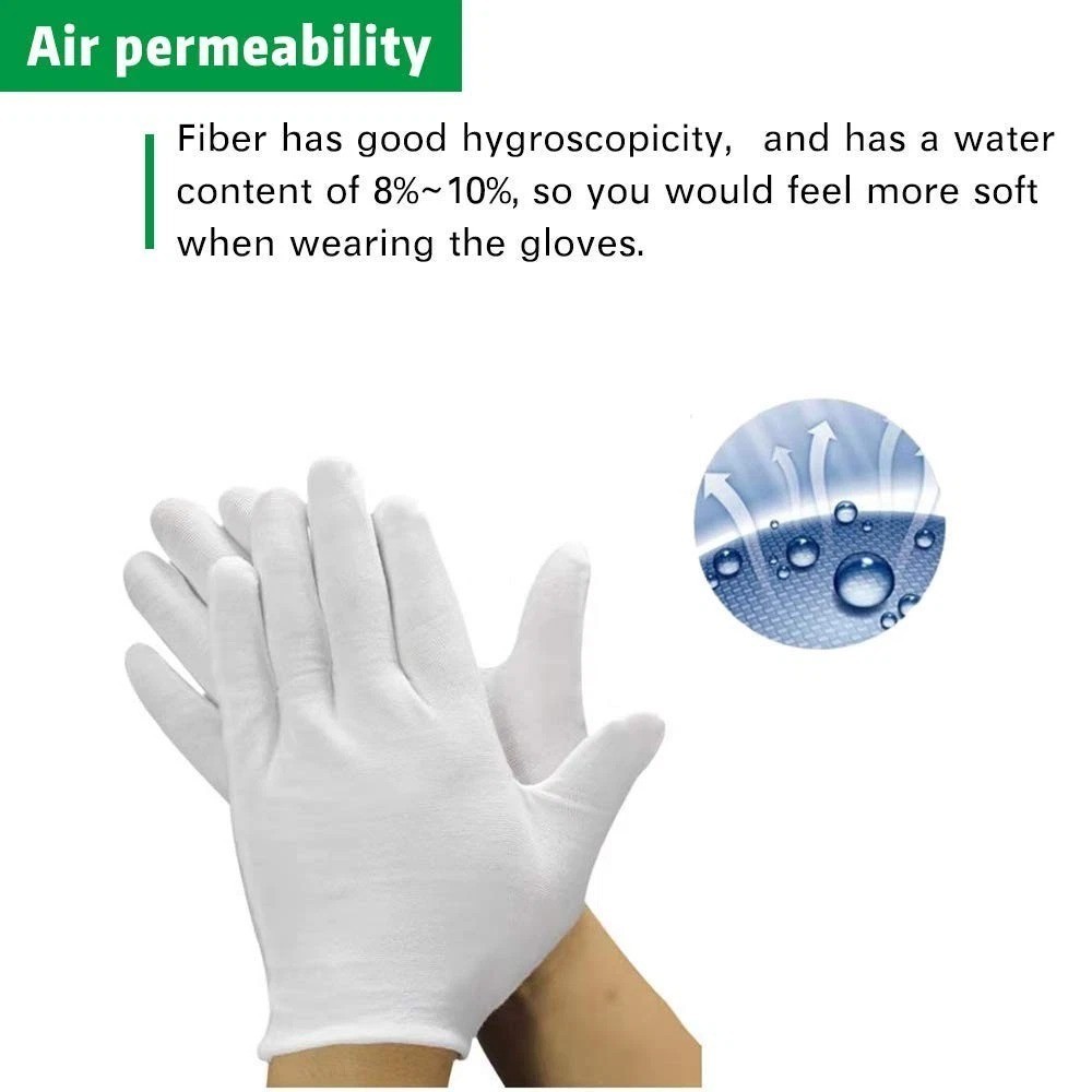 3 Pairs White Cotton Gloves Moisturizing SPA Eczema Work Liner Inspection