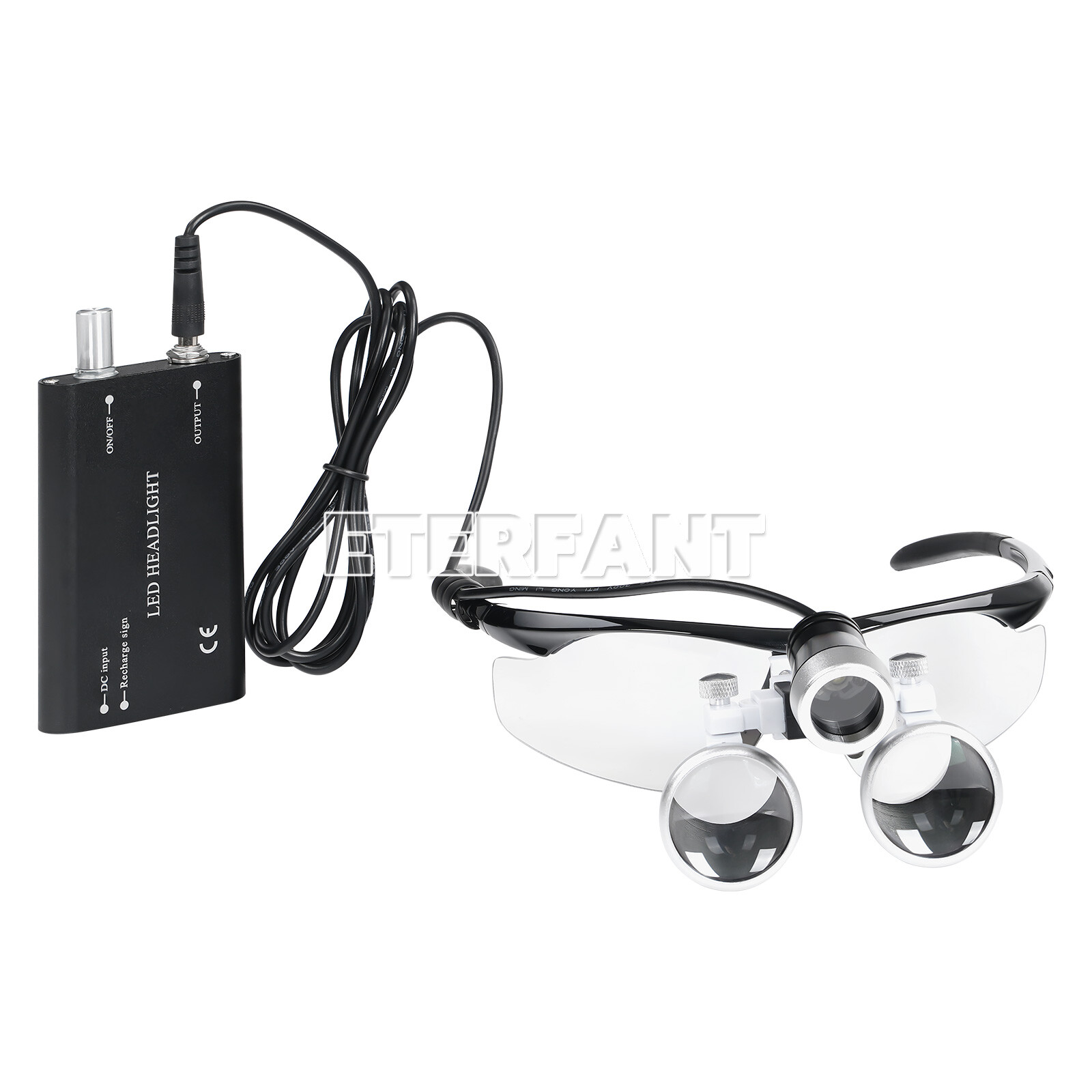 ETERFANT Dental 3.5x Magnifier Binocular Loupes+3W LED Head Light Lamp Medical