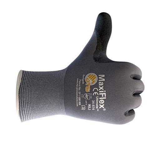 34-874 Ultimate Foam Nitrile Palm Coated Gloves, Gray – Large (Pack of 12 – D…