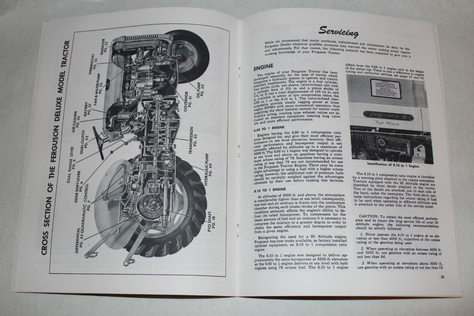 Ferguson TO-35 Operators / Owners Manual, Gray & Green 1954 1955 Massey Ferguson
