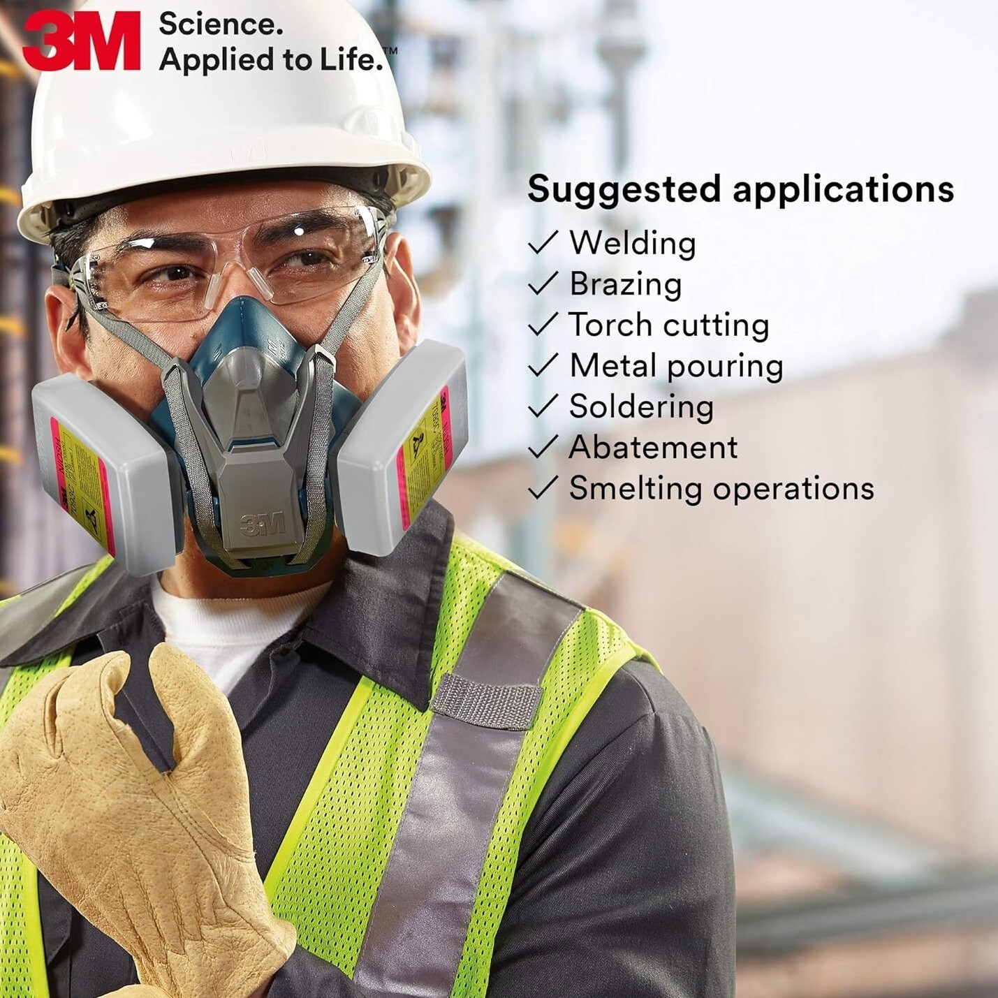 3M Respirator Cartridge Filter 7093C 2 Pack (1 Pair) HF/P100 Hydrogen Fluoride