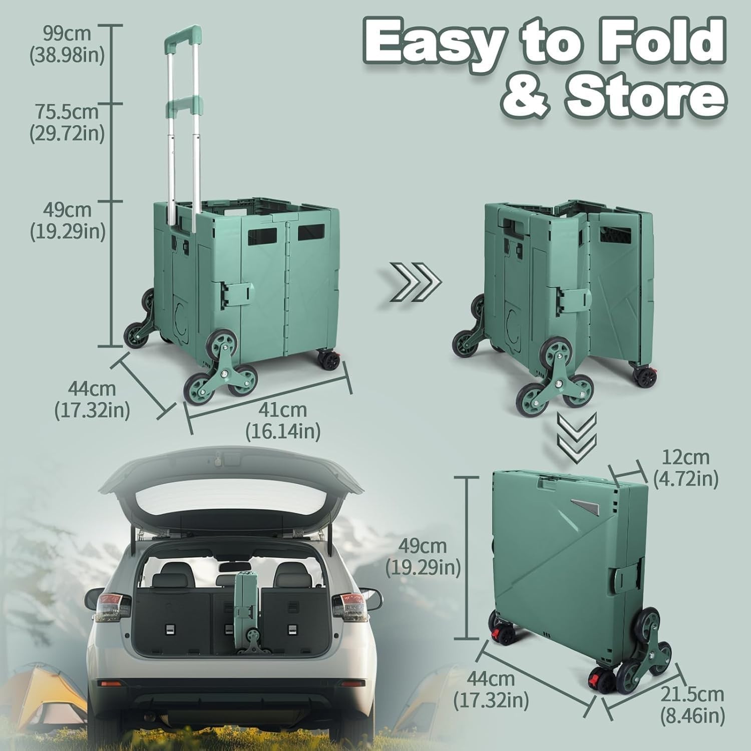 Heavy-Duty Multi-Functional Rolling Cart with Adjustable Handle for Everyday Use