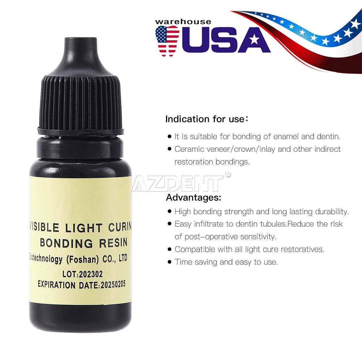 10X Dental Visible Universal Light Cure Bonding Adhesive Resin 5ml/Bottle