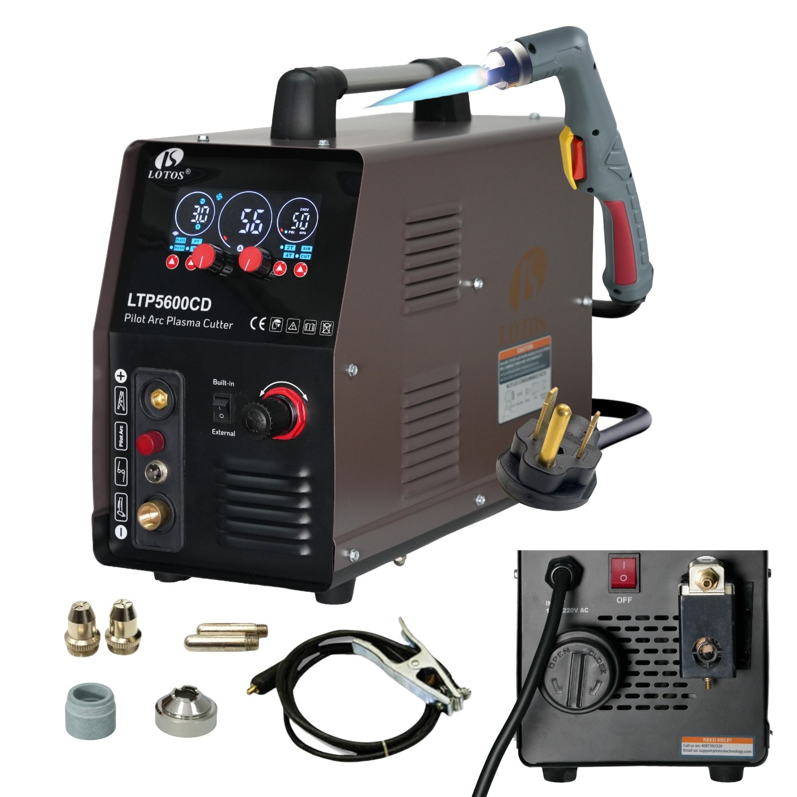 LOTOS LTP5600CD 50A Digital Plasma Cutter with Built-in Air Compressor 110/220V
